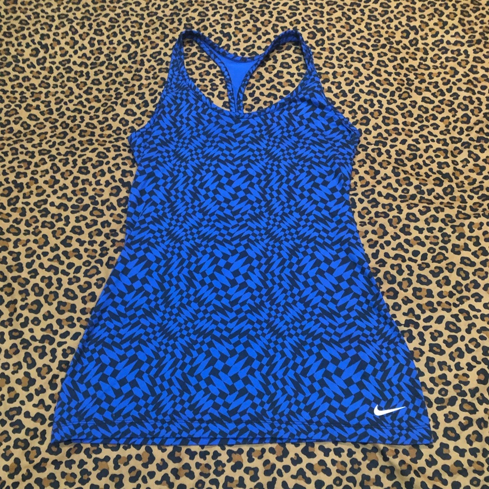 NIKE Dri Fit Racerback Tank Top Size XS Blue&Black